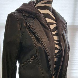 EUC Silence + Noise Hooded Vegan Leather Jacket